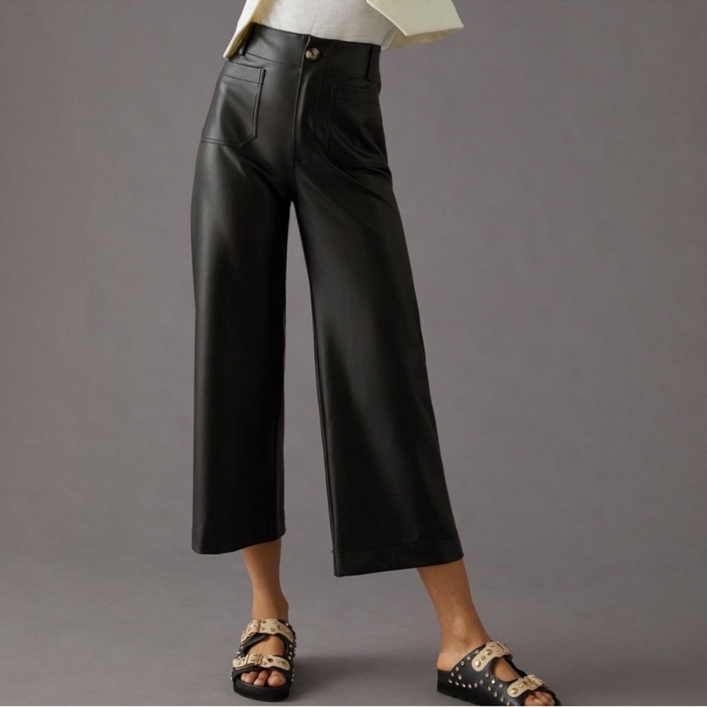 Anthropologie Maeve the Colette Cropped Faux Leather Pant